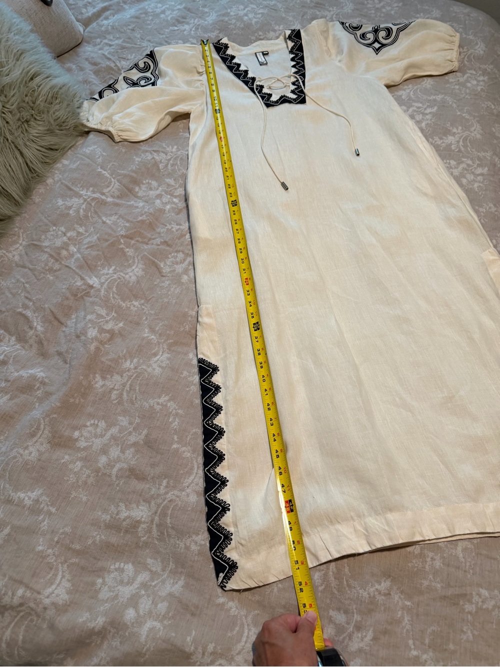 Scarlett Poppies, Midi Dress, cream/black, size Large - Picture 7 of 15